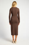 KELLY LONG SLEEVE MIDI DRESS- ESPRESSO