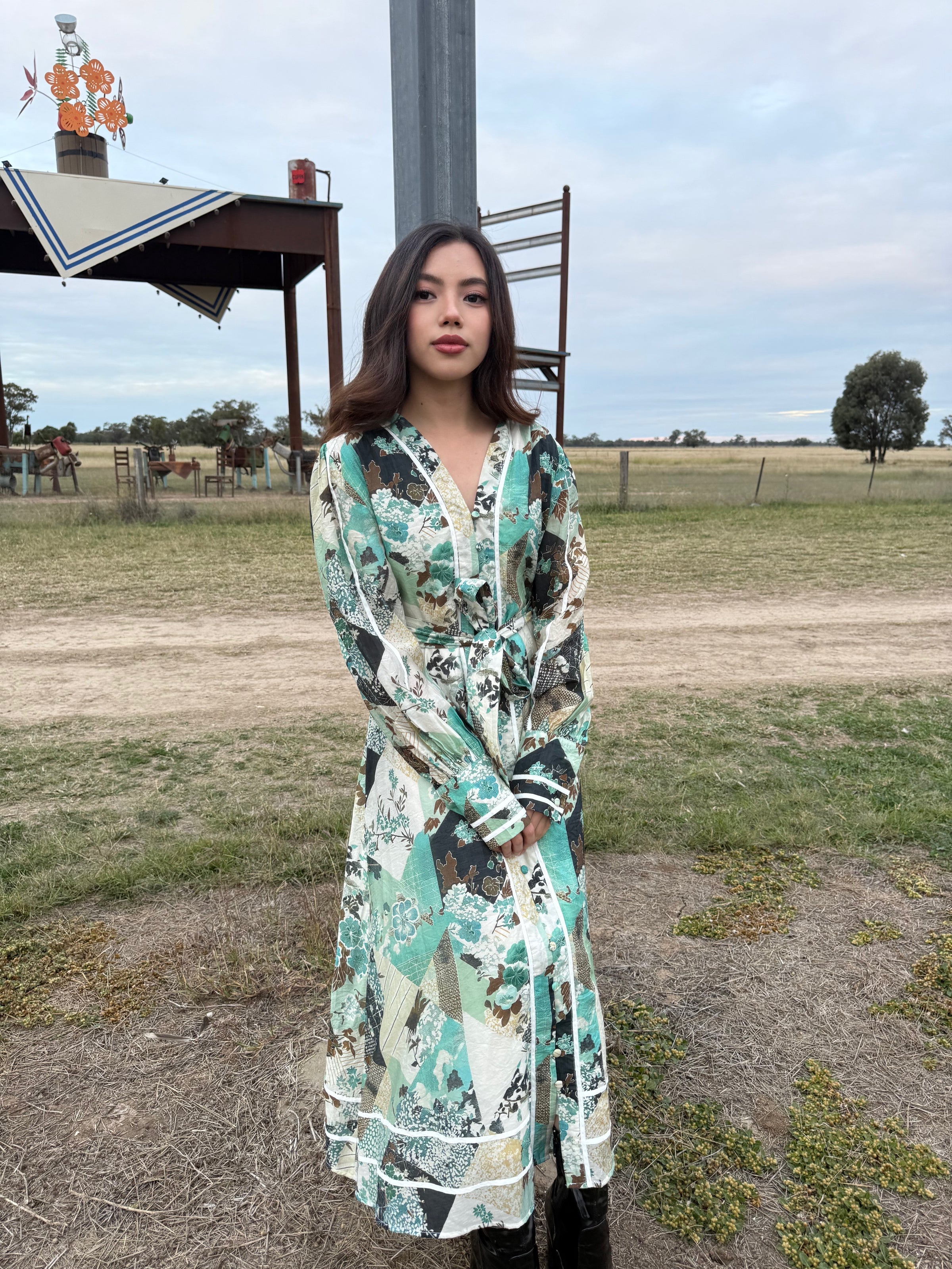 MEADOWS MIDI DRESS- GREEN
