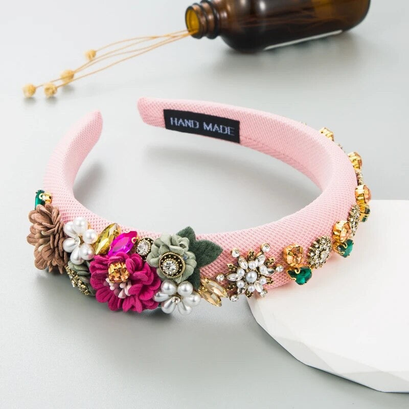 Flower Garden Headband/ Pink floral