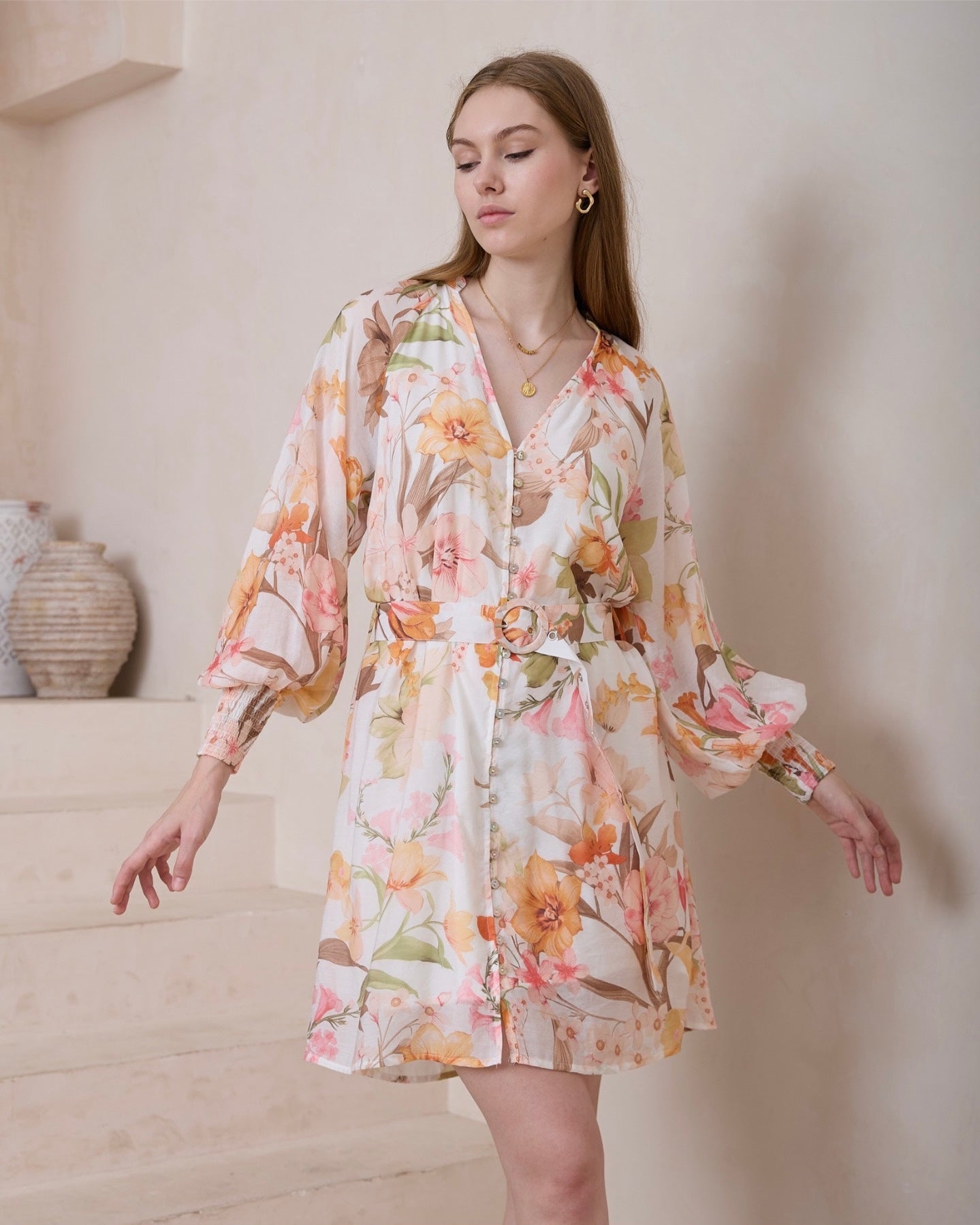 ALTHEA BELTED FLORAL DRESS