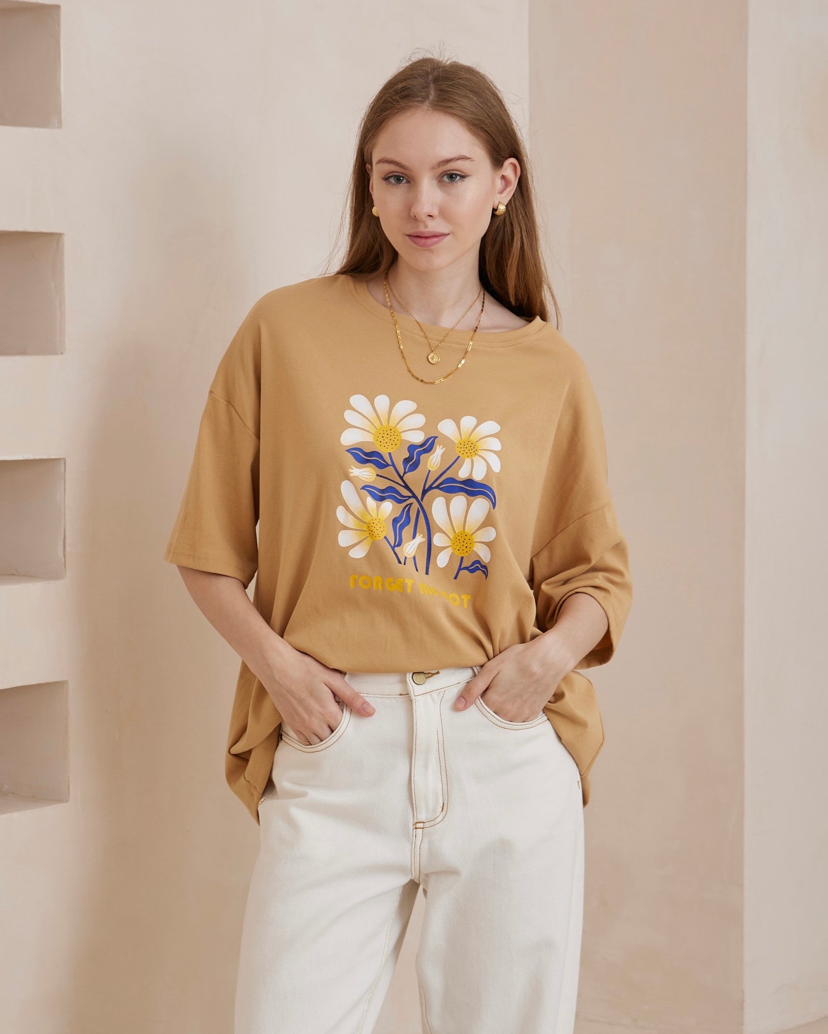 FORGET-ME-NOT TEE- MUSTARD