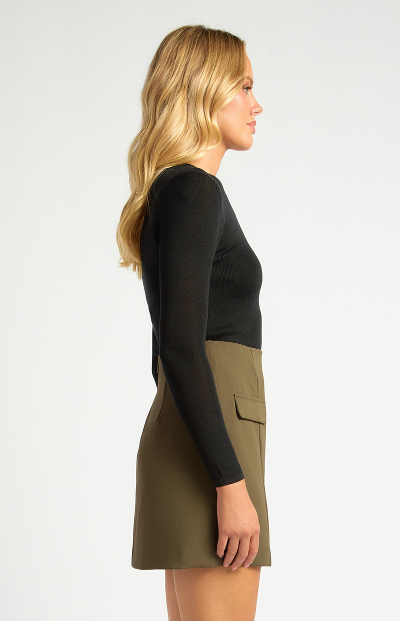 DANIELA SHEER KNIT TOP- BLACK