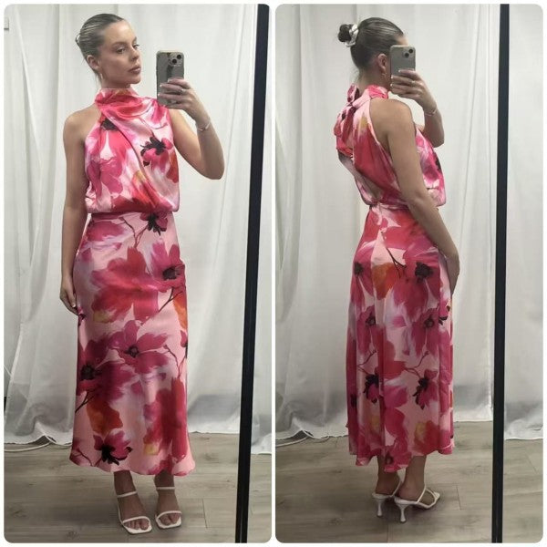 REECE MAXI DRESS- RASPBERRY FLORAL