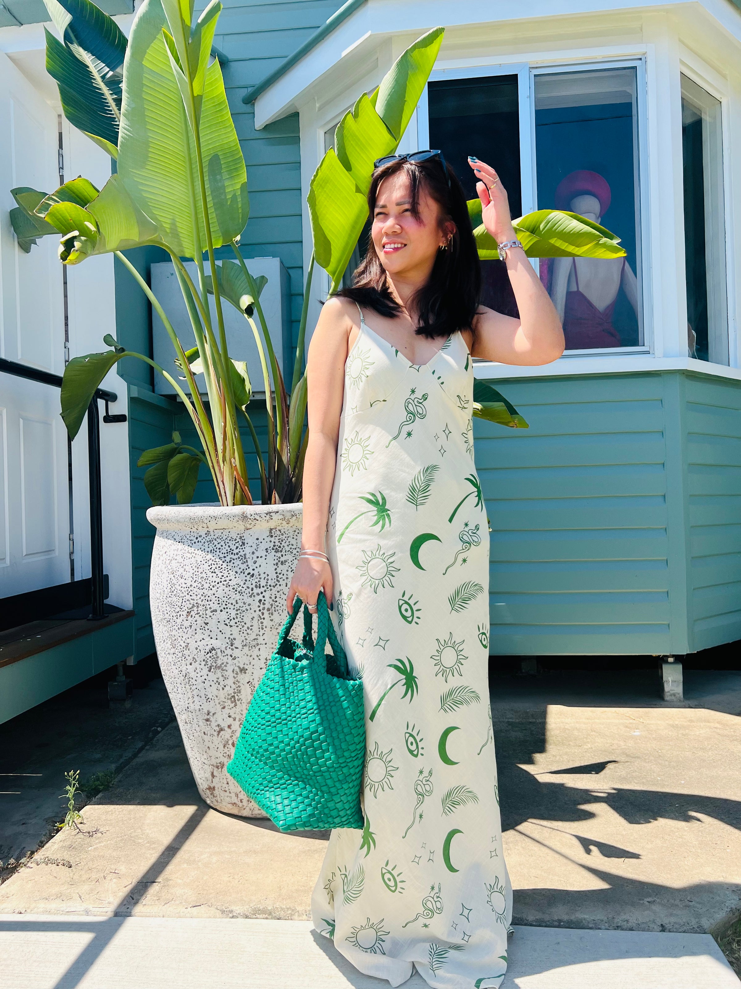 Green snake print maxi on sale dress