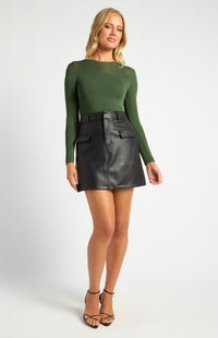 DANIELA SHEER KNIT TOP- MOSS