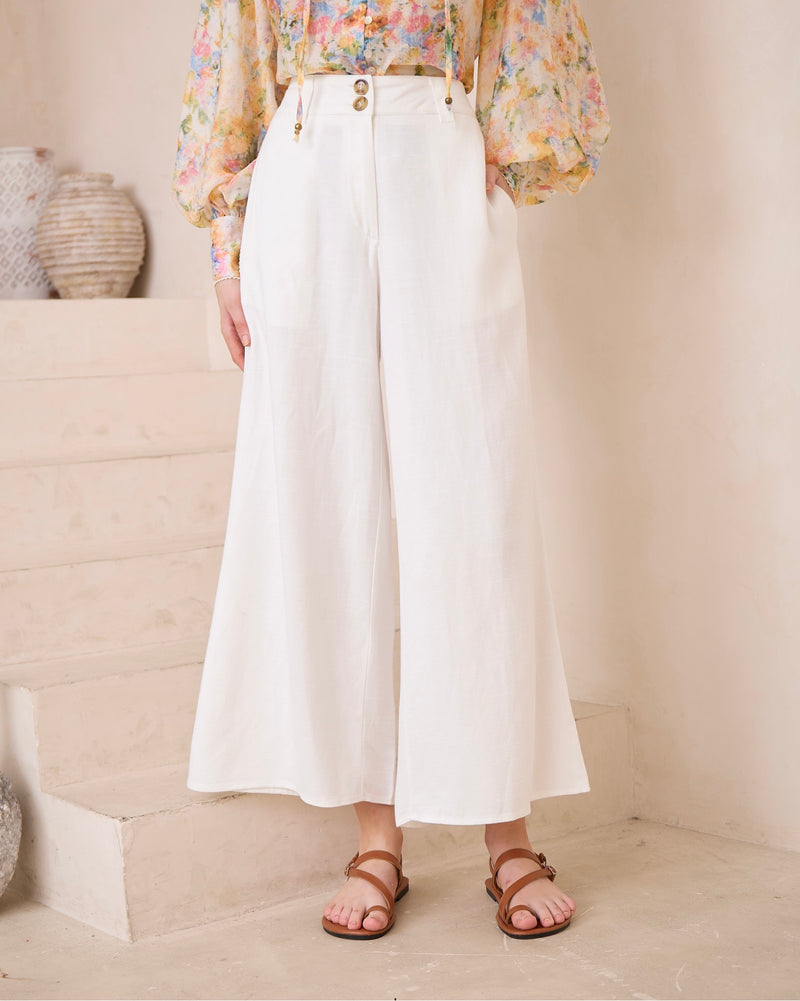 GEORGIE WIDE LEG PANTS- WHITE