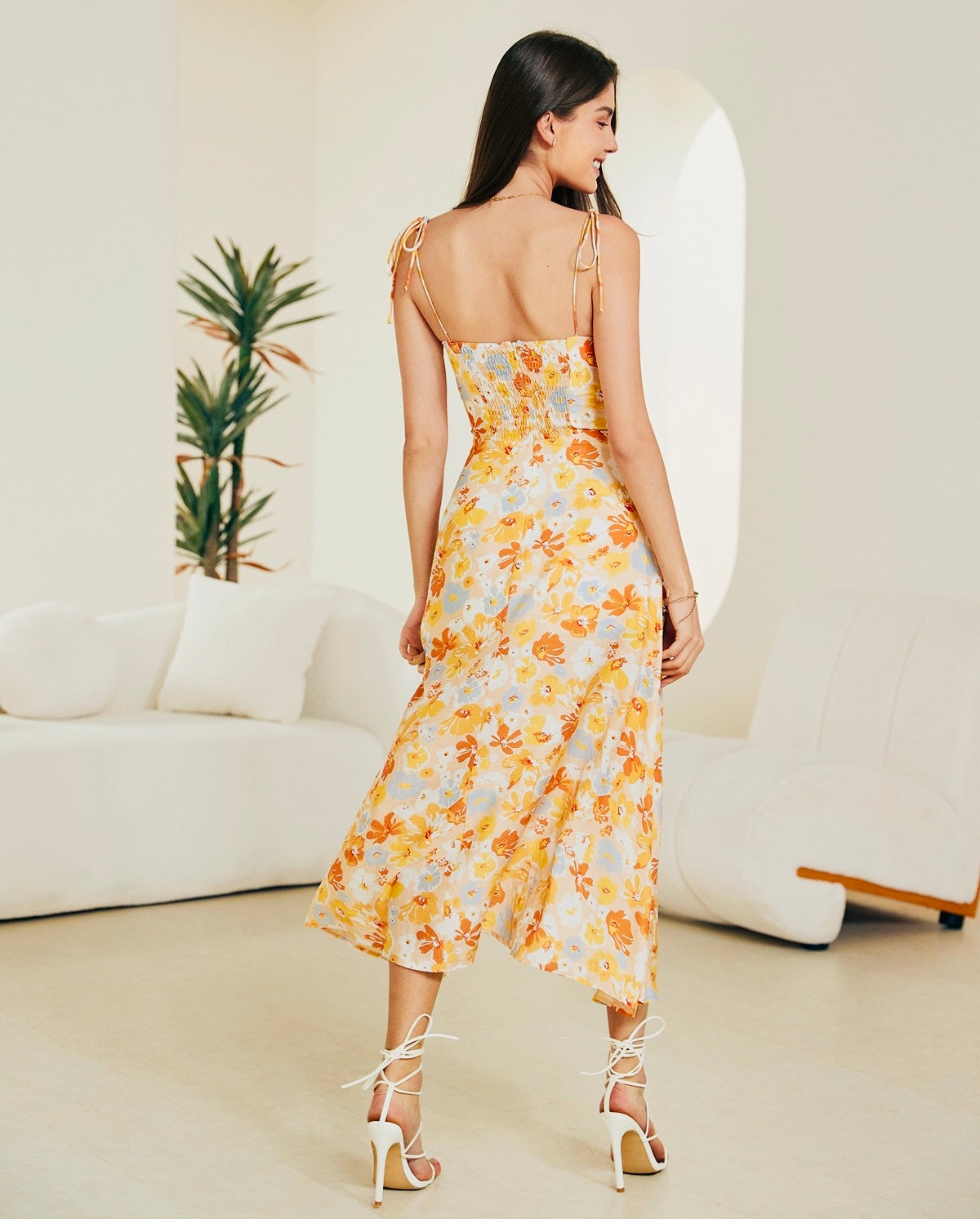 SANDY MIDI DRESS- YELLOW FLORAL