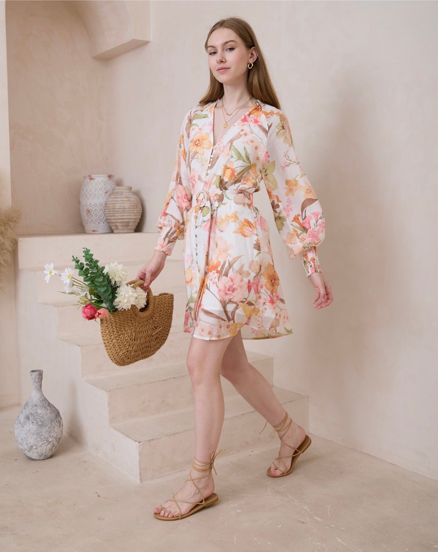 ALTHEA BELTED FLORAL DRESS