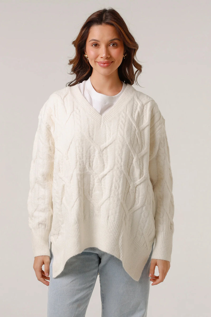LOUISE KNIT TOP- WHITE