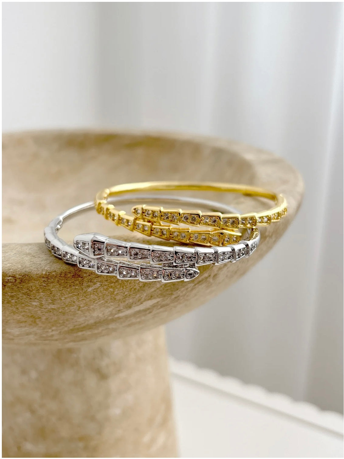 SEREN DIAMANTÉ STERLING SILVER PLATED BANGLE