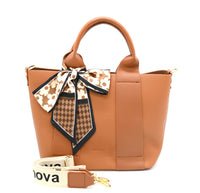 ANNA NOVA MESSENGER BAG WITH PRINT SCARF- BROWN