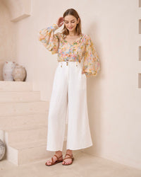 GEORGIE WIDE LEG PANTS- WHITE