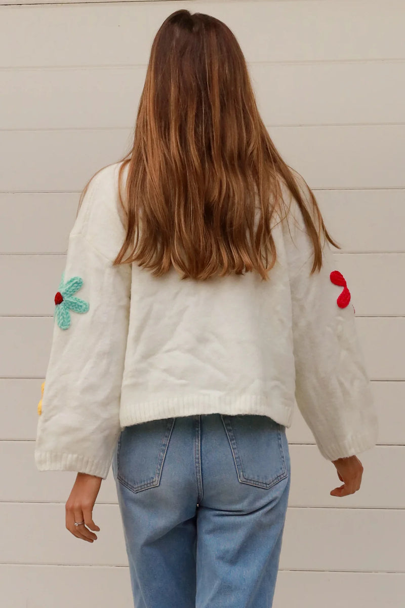 FLEURA CARDIGAN- WHITE