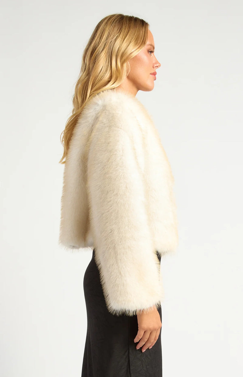 WILLOW FAUX FUR COAT- IVORY