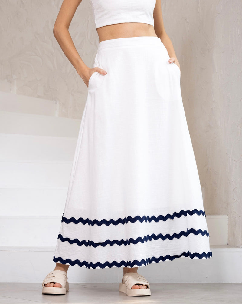 Mystique Two Piece Set/ White and Navy