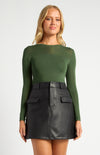 DANIELA SHEER KNIT TOP- MOSS