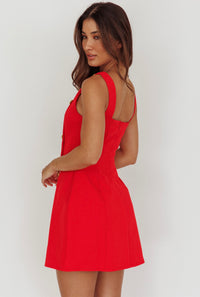 SCARLET MUSE BUTTON DETAIL MINI DRESS