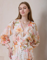 ALTHEA BELTED FLORAL DRESS