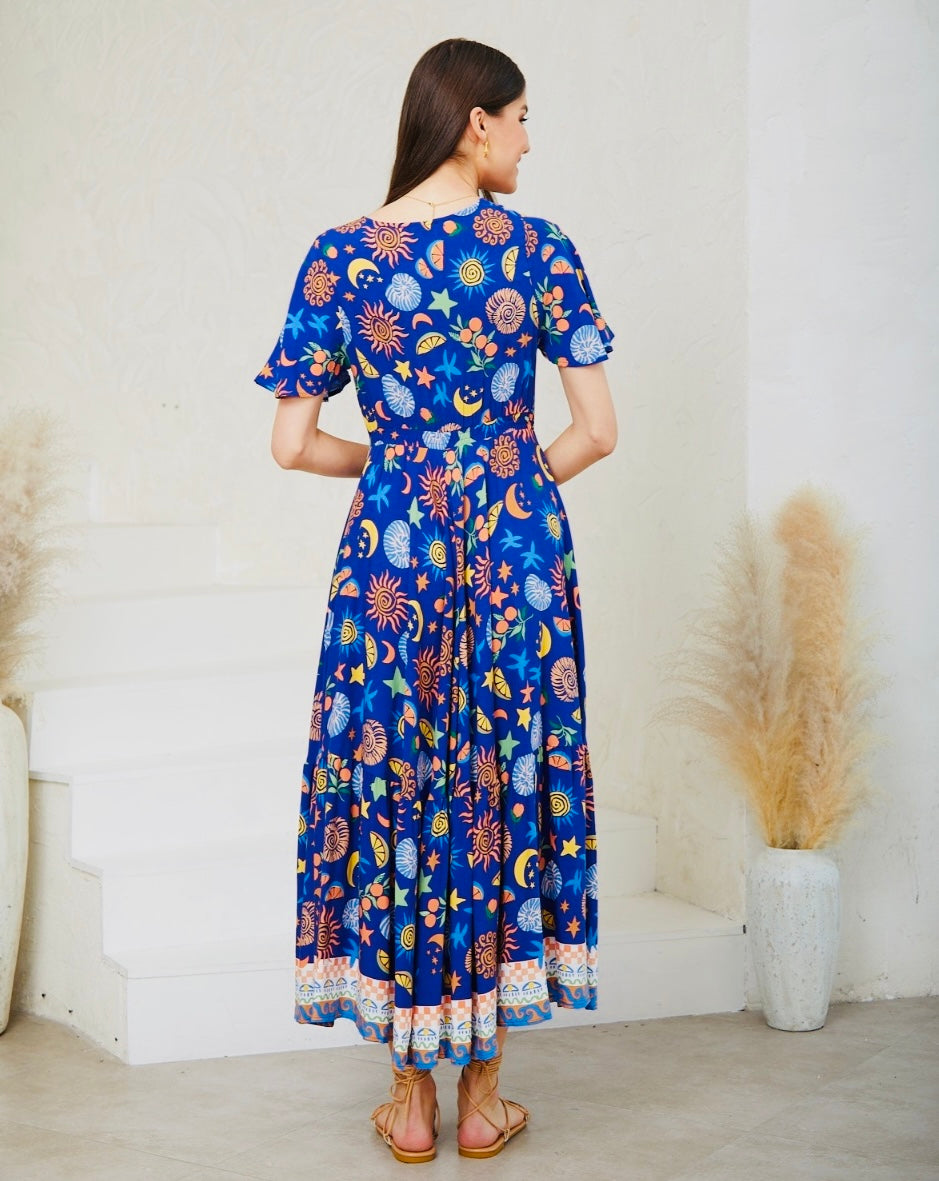 Bindi Maxi Dress- Navy Print