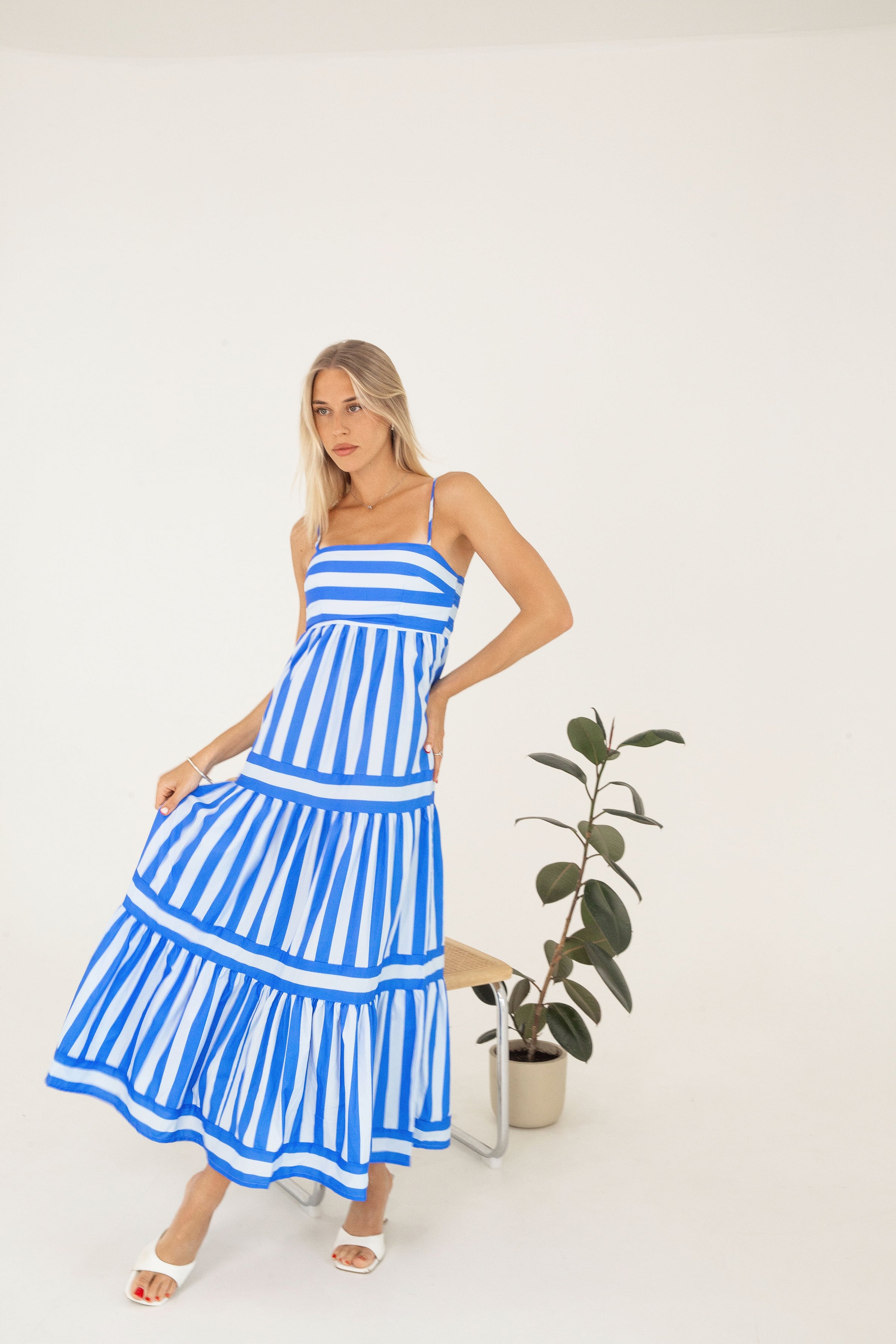 ARABELLA MIDI DRESS- BLUE