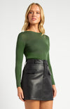 DANIELA SHEER KNIT TOP- MOSS