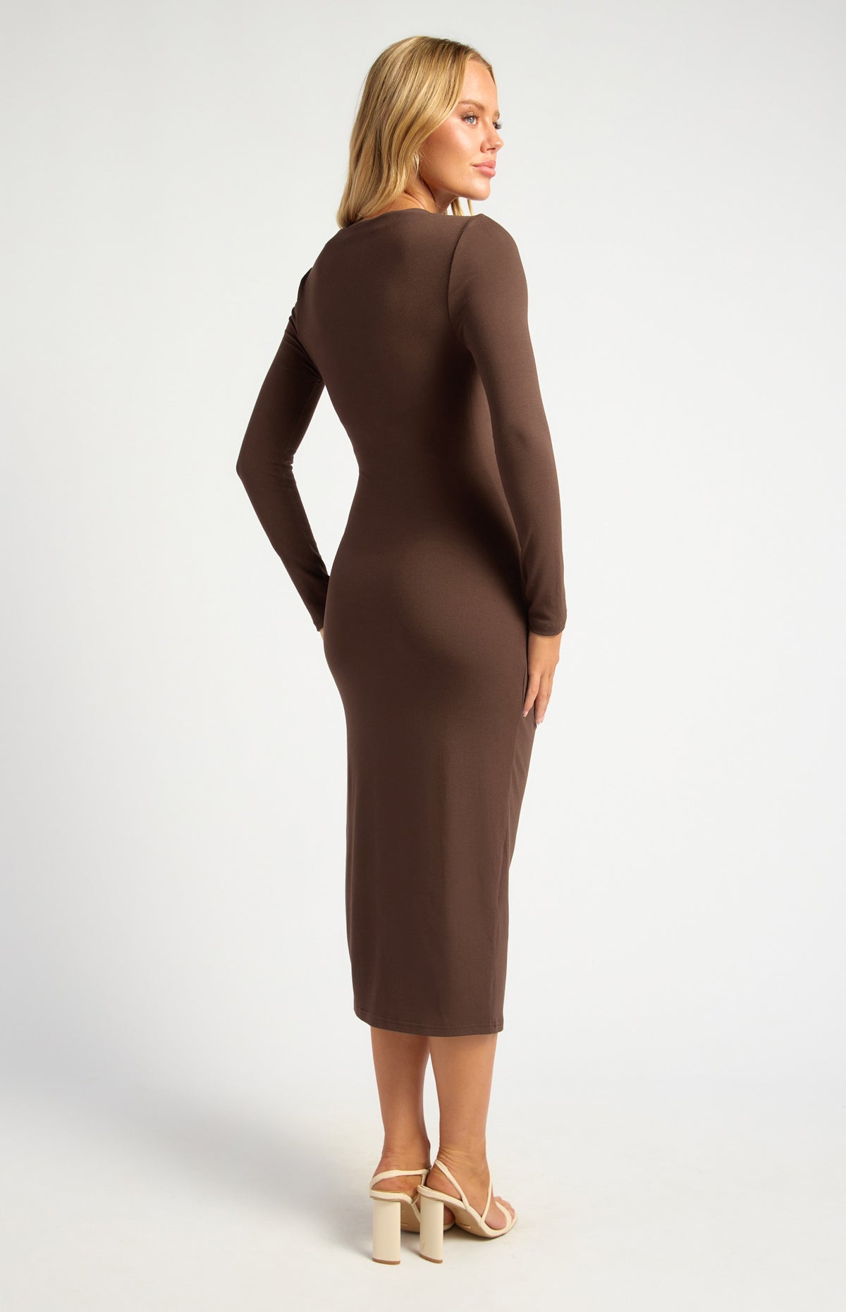 KELLY LONG SLEEVE MIDI DRESS- ESPRESSO