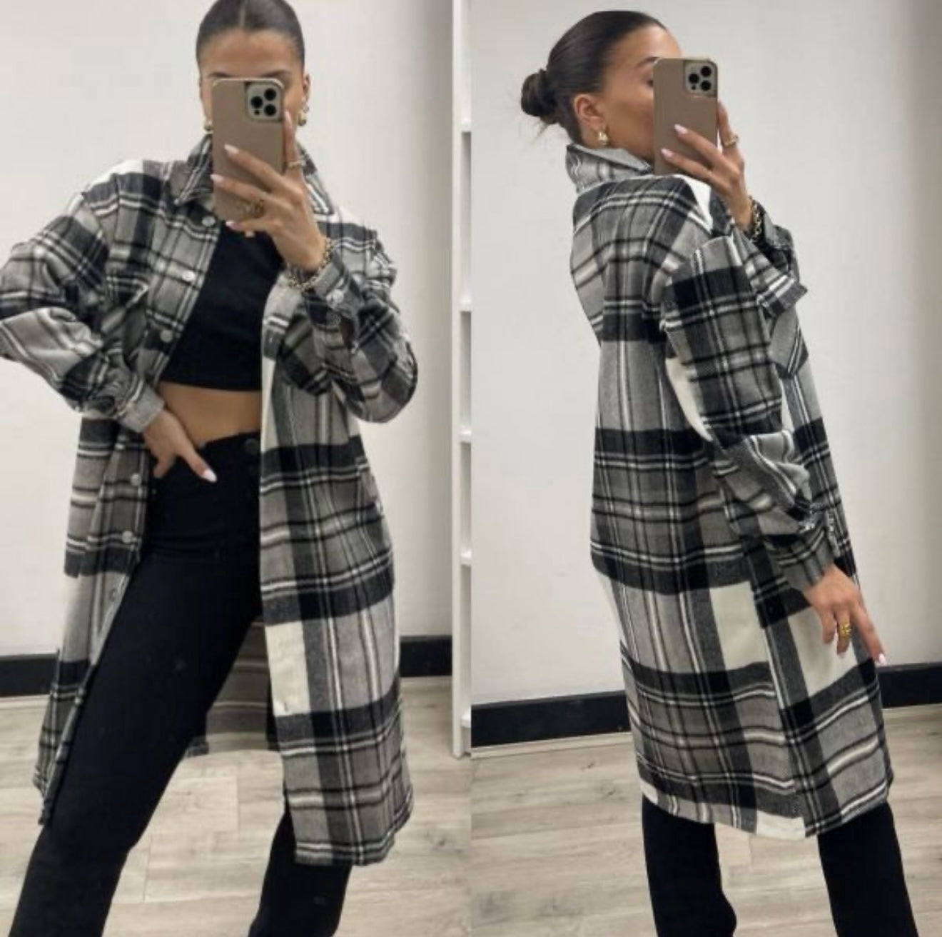 PLAID PERFECTION LONGLINE SHACKET