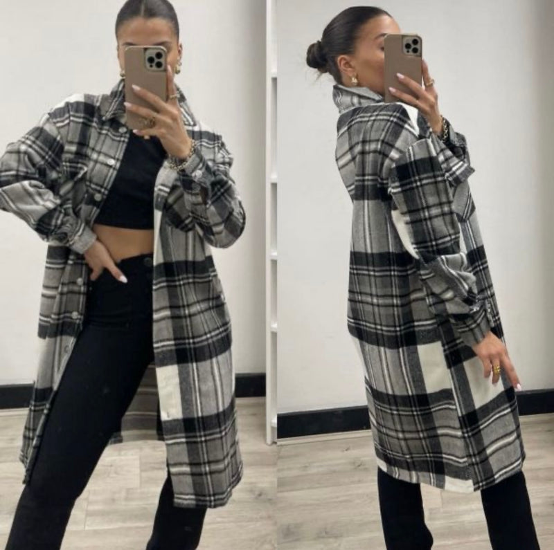 PLAID PERFECTION LONGLINE SHACKET