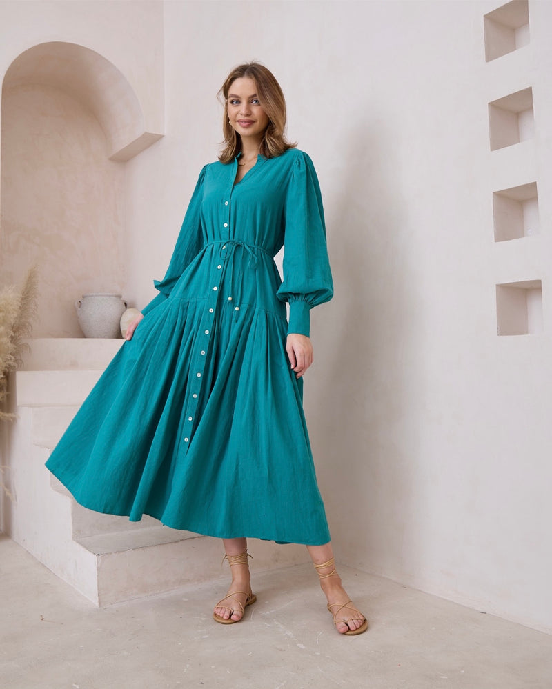 MORRISY MIDI DRESS- TEAL