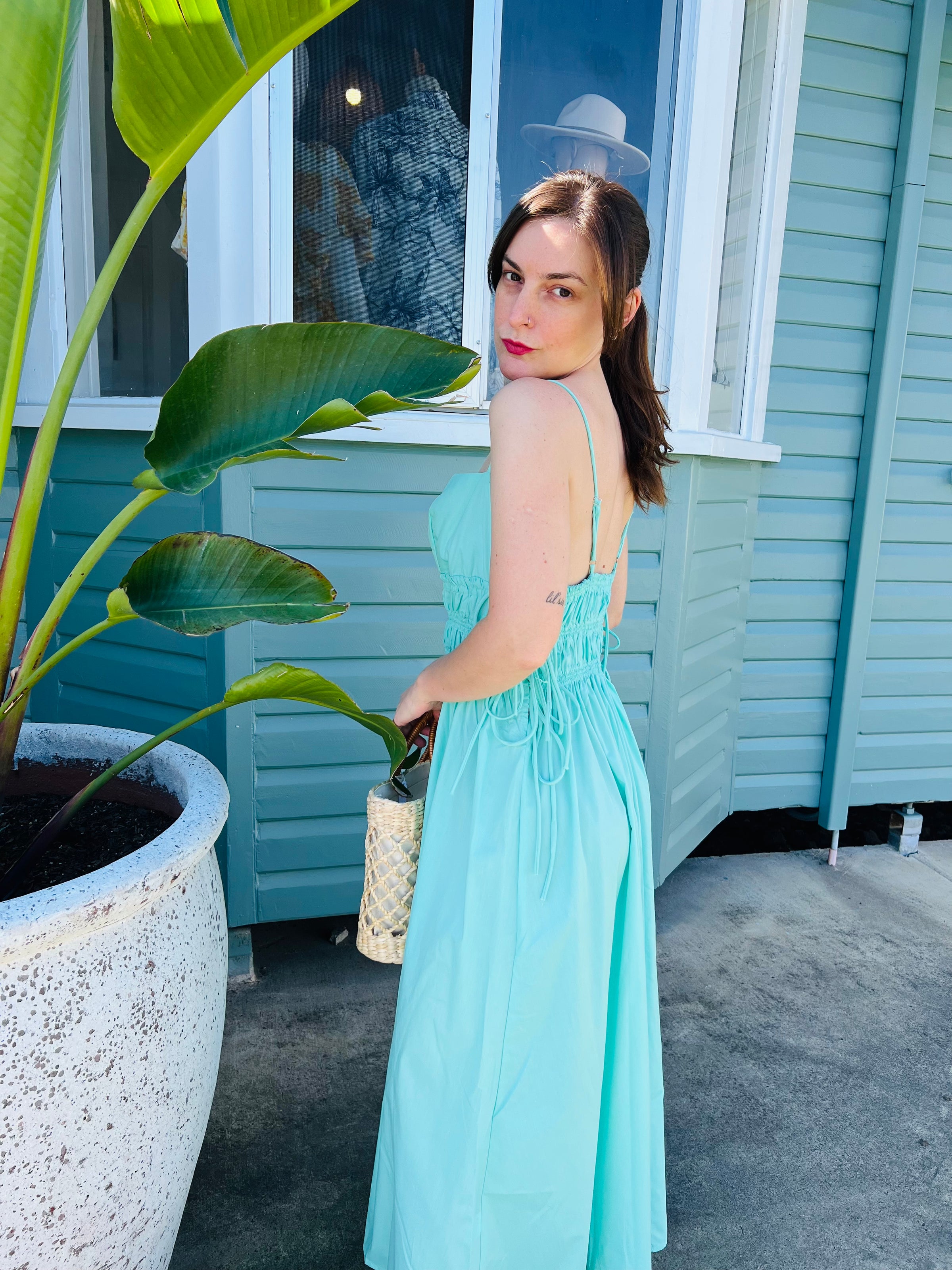 LILLY MAXI DRESS- AQUA BLUE