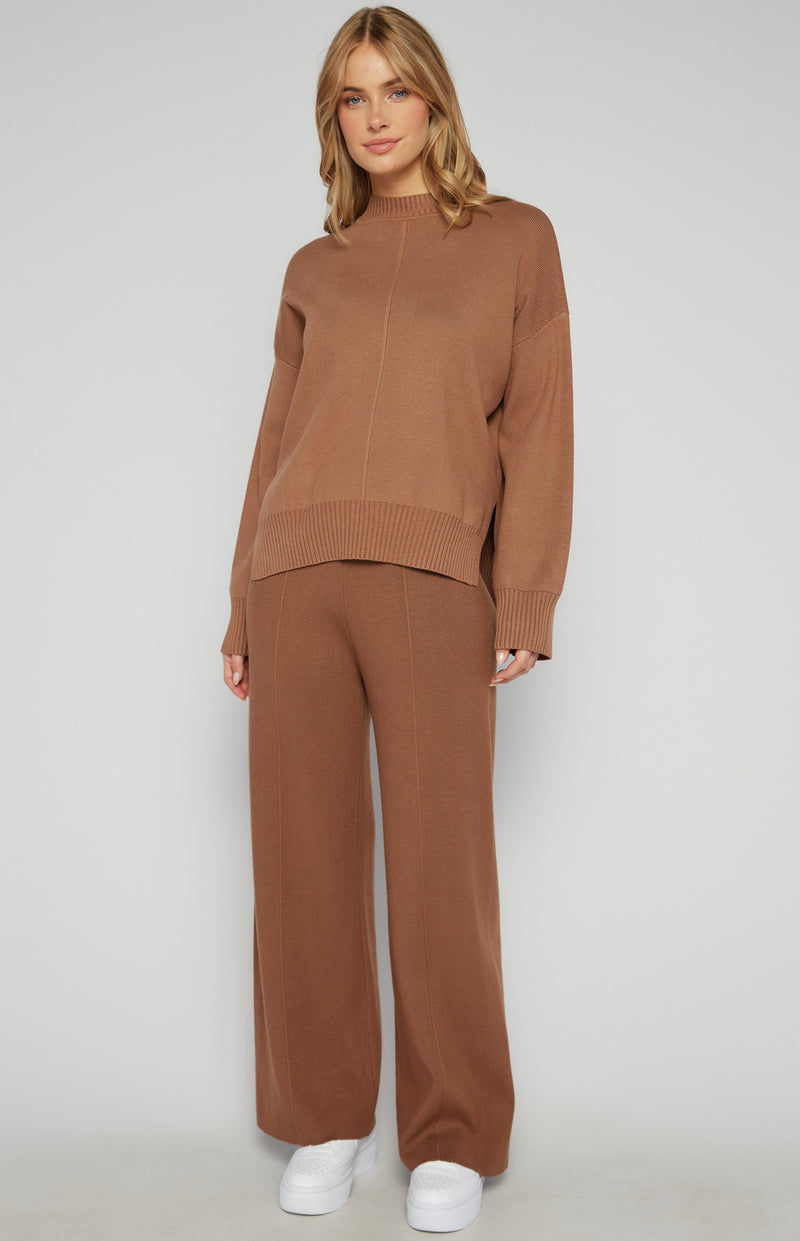 ABBY KNIT PANTS- COFFEE