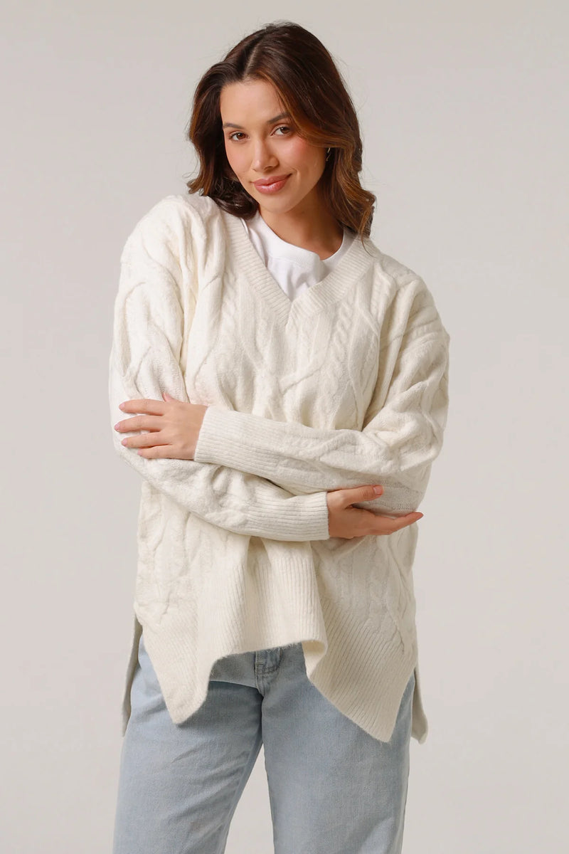 LOUISE KNIT TOP- WHITE