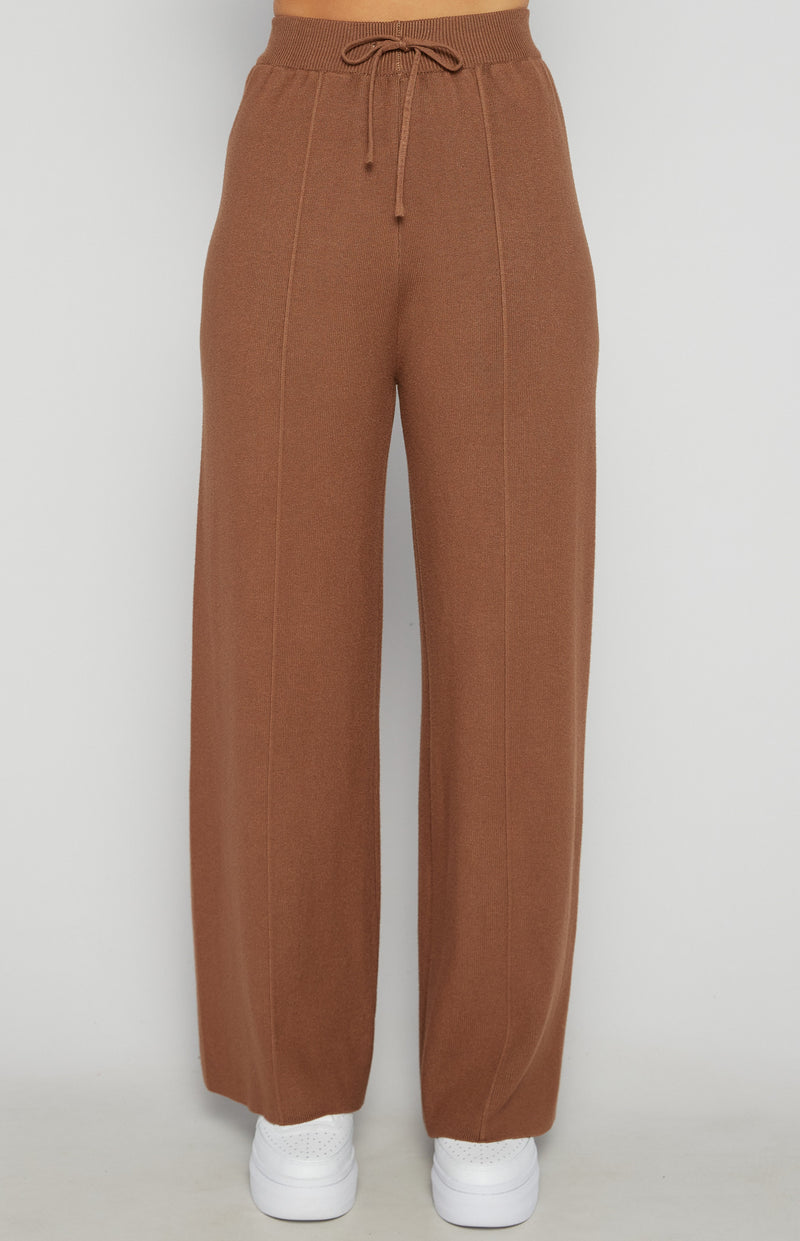 ABBY KNIT PANTS- COFFEE