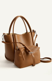 NAOMI HANDLE BAG- CARAMEL