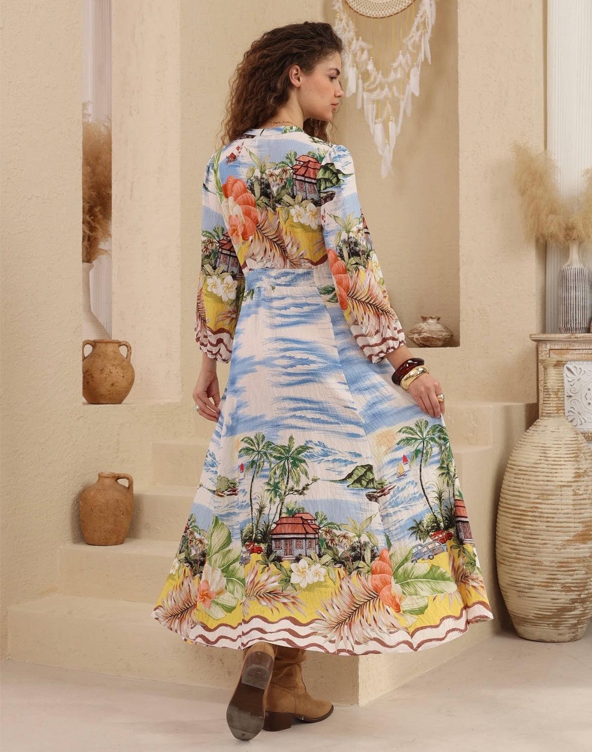 SANTORINI ESCAPE MAXI DRESS