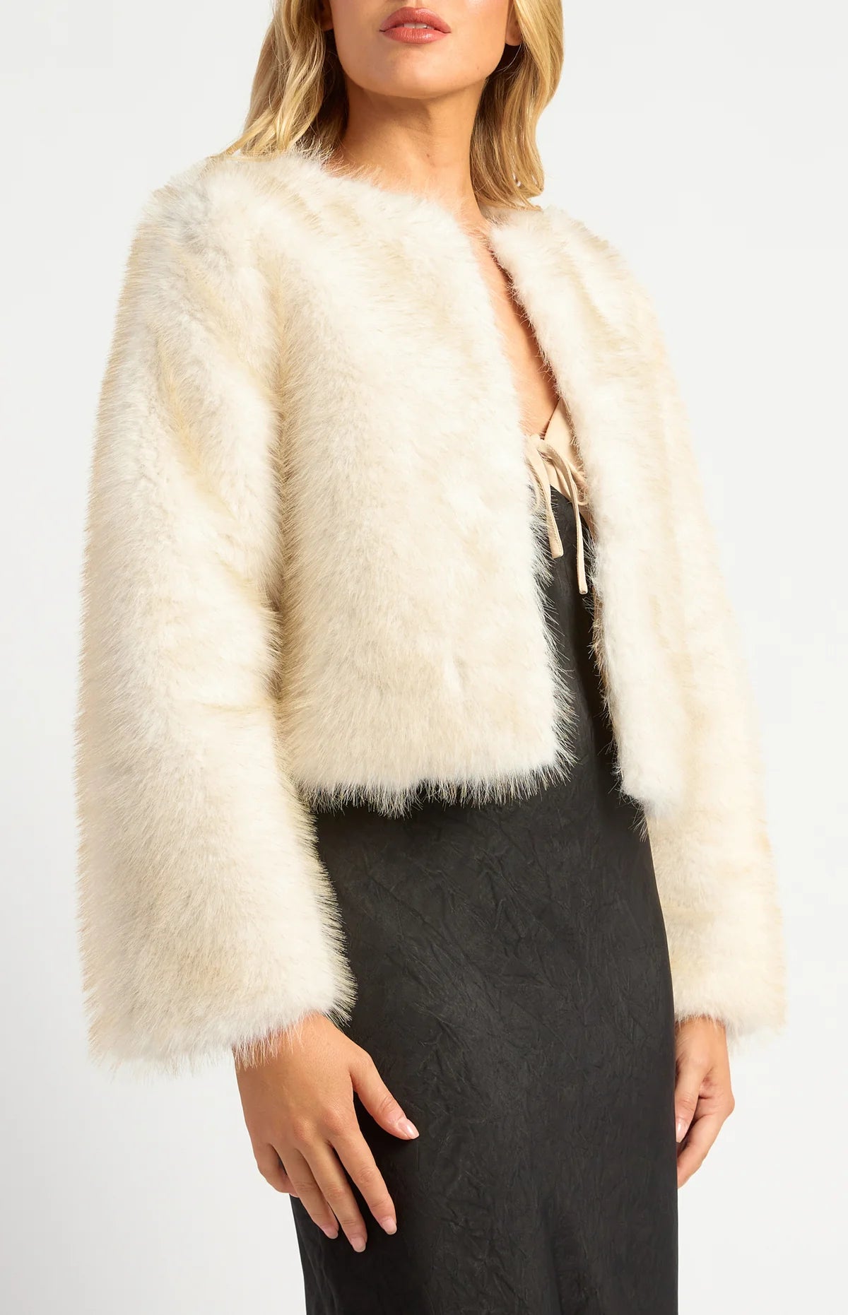 WILLOW FAUX FUR COAT- IVORY