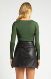 DANIELA SHEER KNIT TOP- MOSS