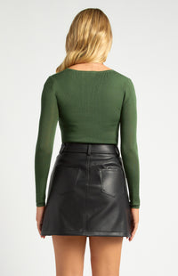 DANIELA SHEER KNIT TOP- MOSS