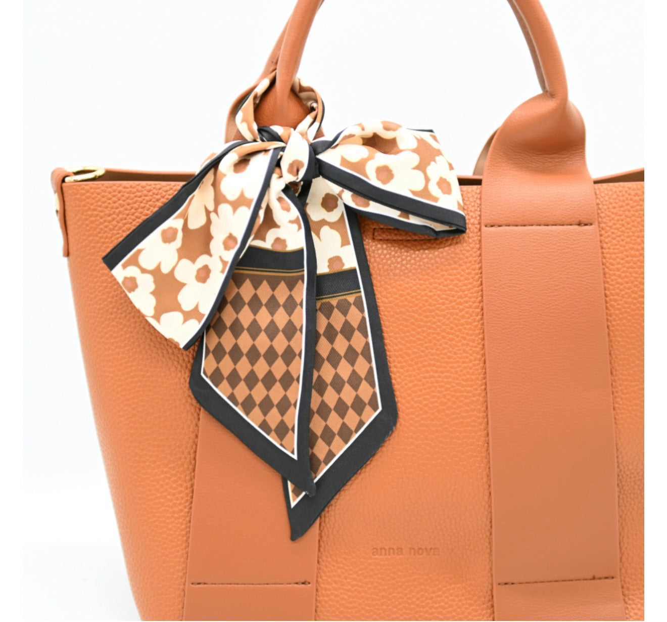 ANNA NOVA MESSENGER BAG WITH PRINT SCARF- BROWN