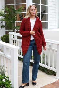 CHARLOTTE CARDIGAN- RED WINE