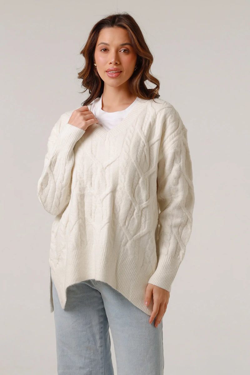 LOUISE KNIT TOP- WHITE