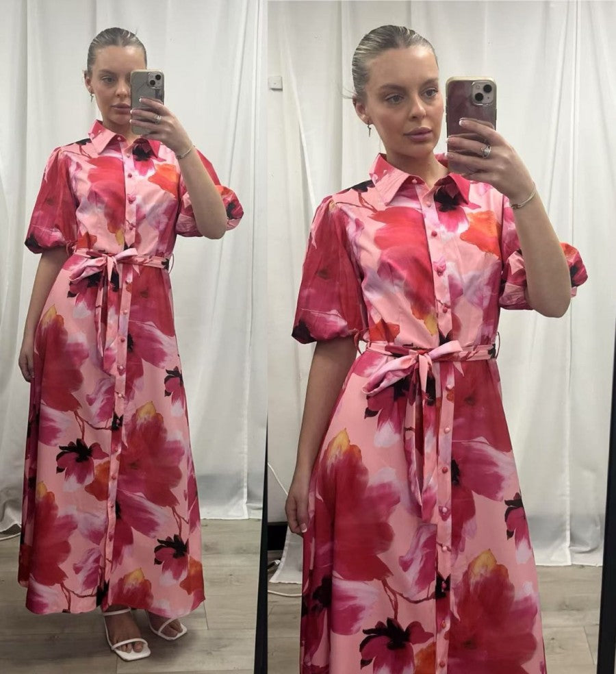GEORGINA MAXI DRESS- RASPBERRY FLORAL
