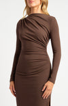 KELLY LONG SLEEVE MIDI DRESS- ESPRESSO