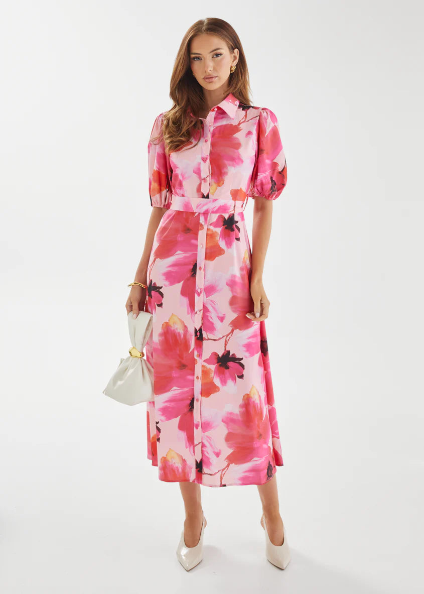 GEORGINA MAXI DRESS- RASPBERRY FLORAL