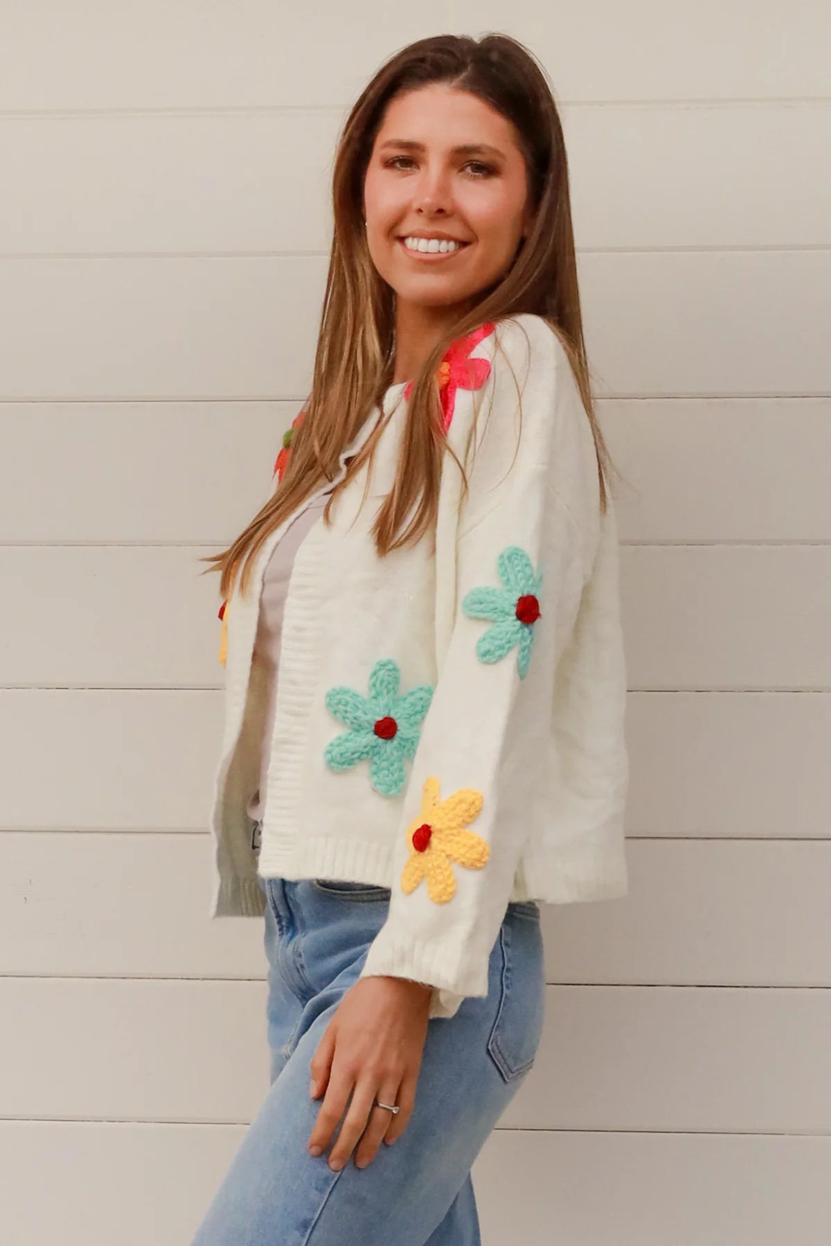 FLEURA CARDIGAN- WHITE