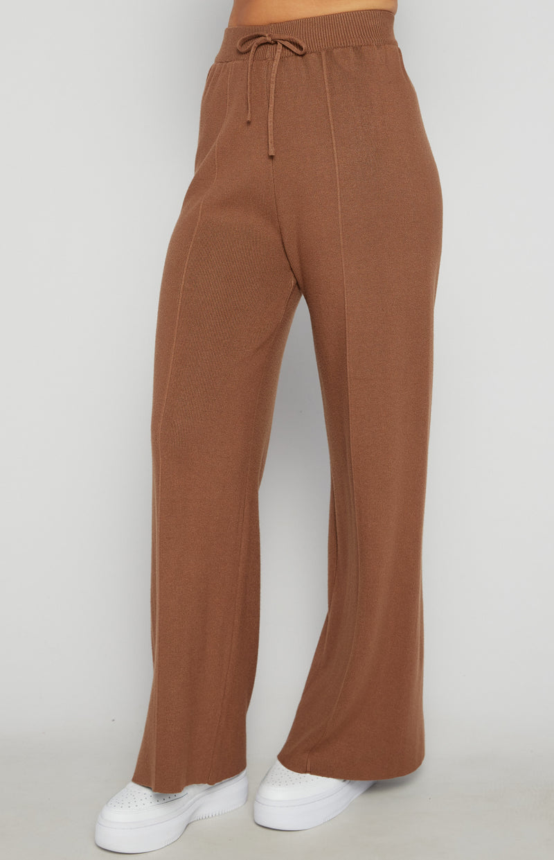 ABBY KNIT PANTS- COFFEE