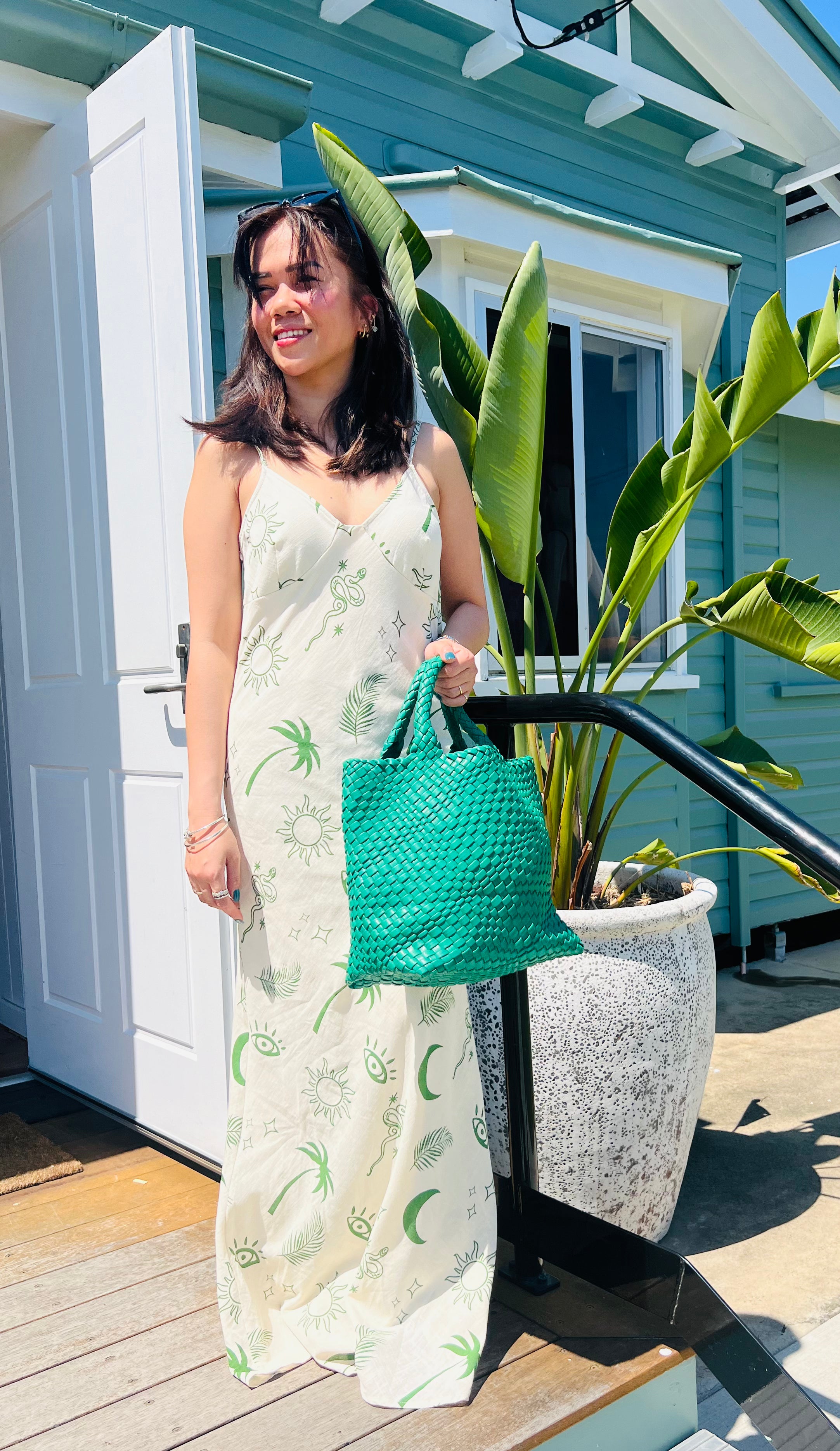 Green top snake dress