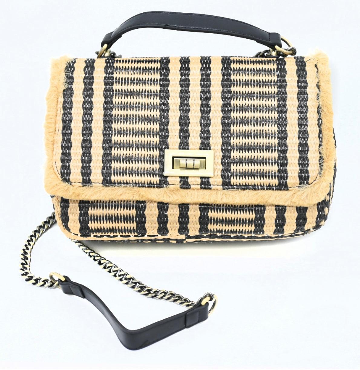 RAFFIA CLUTCH- BLACK