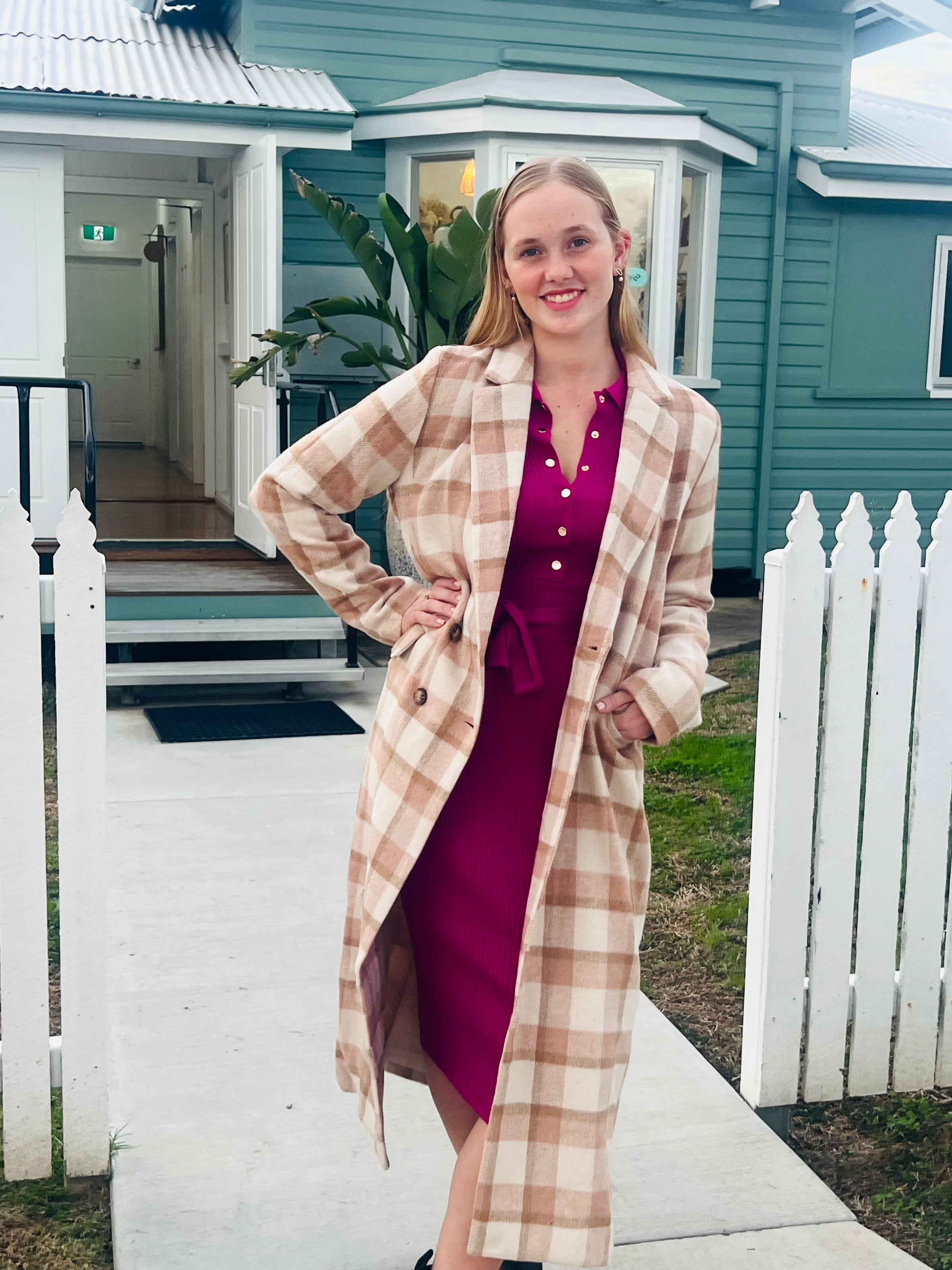 BETTINA COAT- BEIGE CHECK