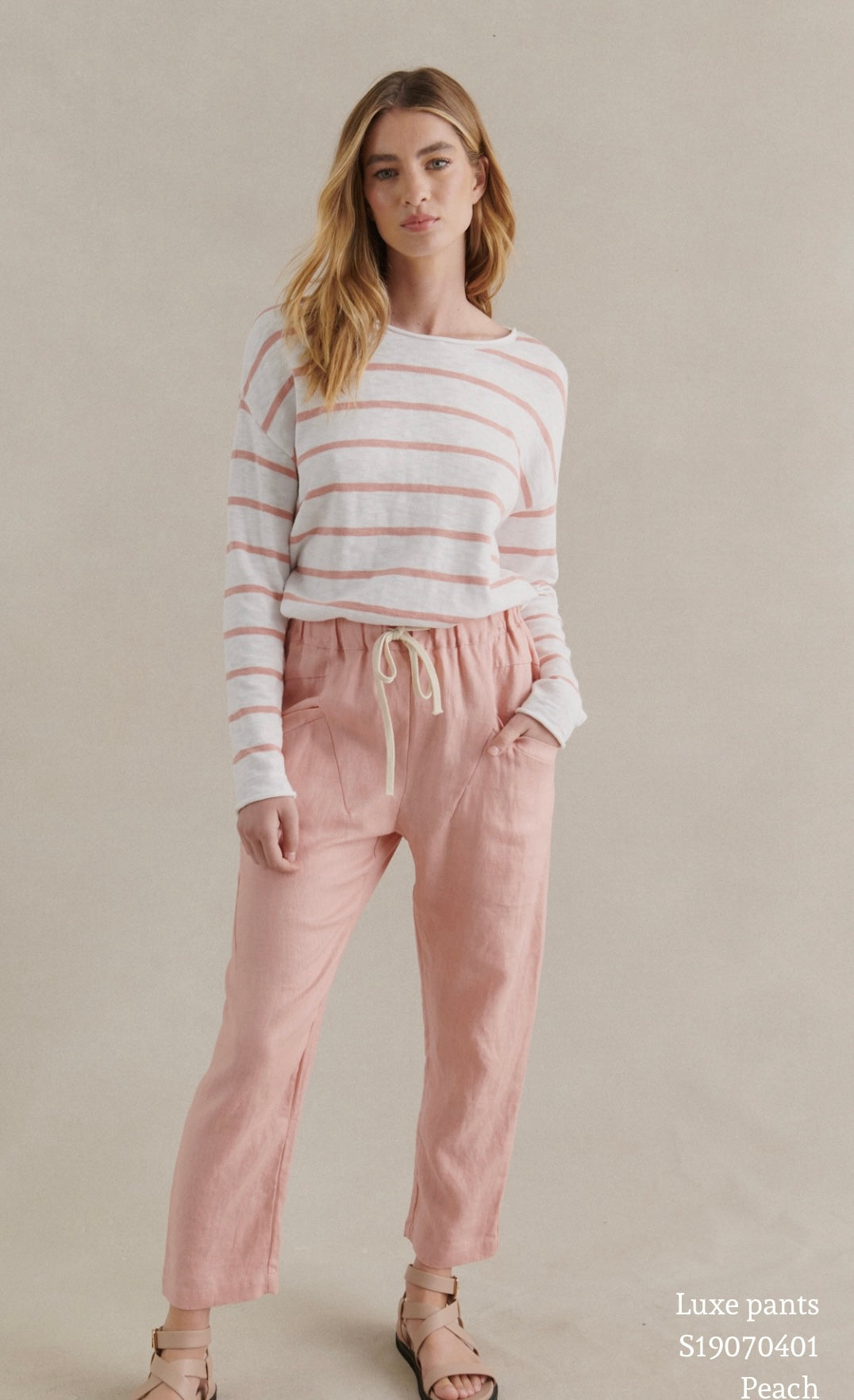 LITTLE LIES LUXE PANTS- PEACH